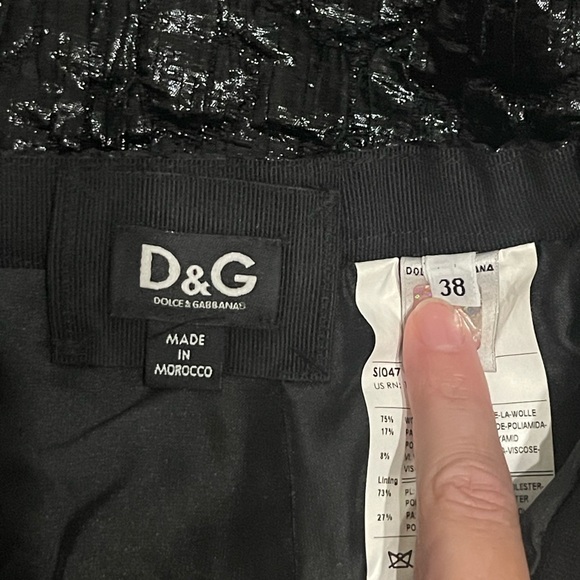 D&G Dolce & Gabbana Black Textured WoolBlend Pencil Skirt Back Zip Silver H/W 38 - Picture 5 of 10